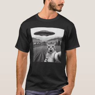 Camiseta Selfie De Gato Com Alienígena Ovino Engraçado Pres