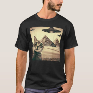 Camiseta Selfie De Gato Com Alienígena Ovino Engraçado Pres