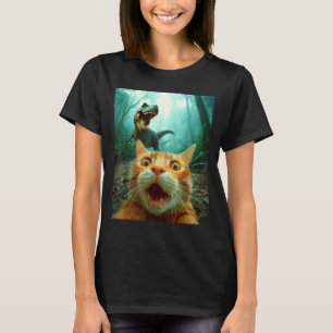 Camiseta Selfie de Gato Com Dinossauro T-rex Dino Homens Mu