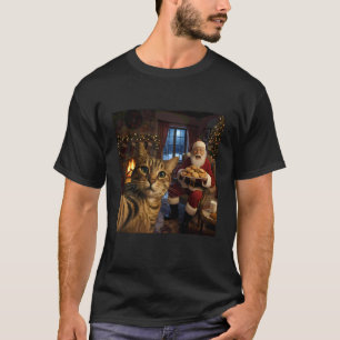 Camiseta Selfie de gato com Papai Noel Meme engraçado de Na