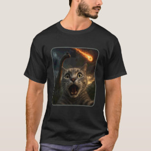 Camiseta Selfie de gato com um Brachiosaurus, meme de dinos