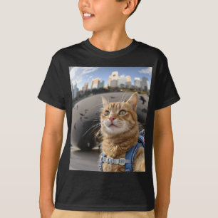 Camiseta Selfie de Gato em Chicago Bean Kids Basic T-Shirt