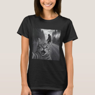Camiseta Selfie de gato engraçado com Bigfoot amantes de ga