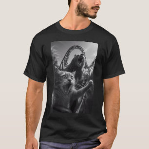 Camiseta Selfie de Gato Engraçado com Montanha-Russa de Urs