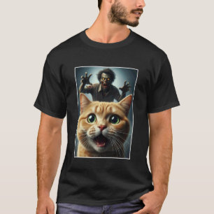 Camiseta Selfie de Gato Laranja com Dono de Animal de Estim