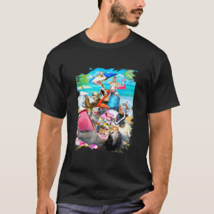 Camiseta Selfie de Grupo na Praia Preguiça Gato Axolote Gol