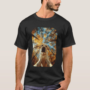 Camiseta Selfie de Labrador Retriever Fofo Folhas de Outono