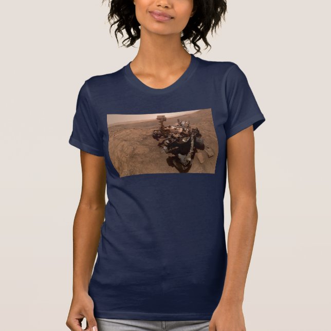 Camiseta Selfie de Marte Curiosity Red Martian Paisagem (Frente)