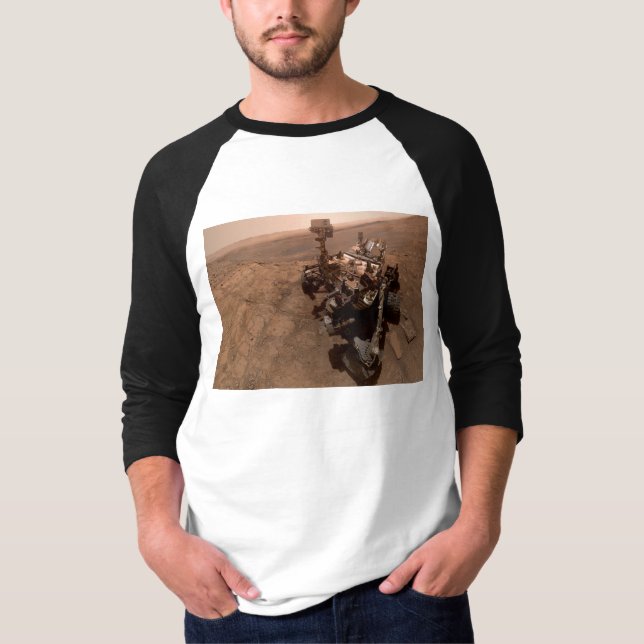 Camiseta Selfie de Marte Curiosity Red Martian Paisagem (Frente)