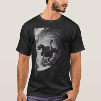 Camiseta Selfie Divertida de Avestruz Surfando em uma Pranc