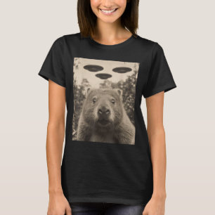 Camiseta Selfie Engraçado de Toupeira Com Ovnis Toupeira Es