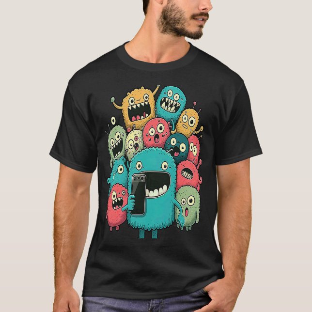 Camiseta Selfie Group of Monsters Bobo Face Group Photo Cu (Frente)