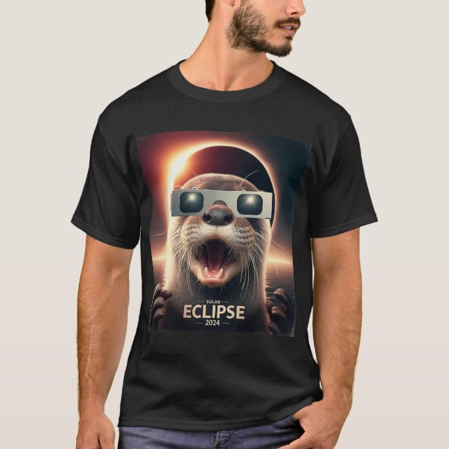Camiseta Selfie Kids Otter Mens Eclipse Solar (Frente)
