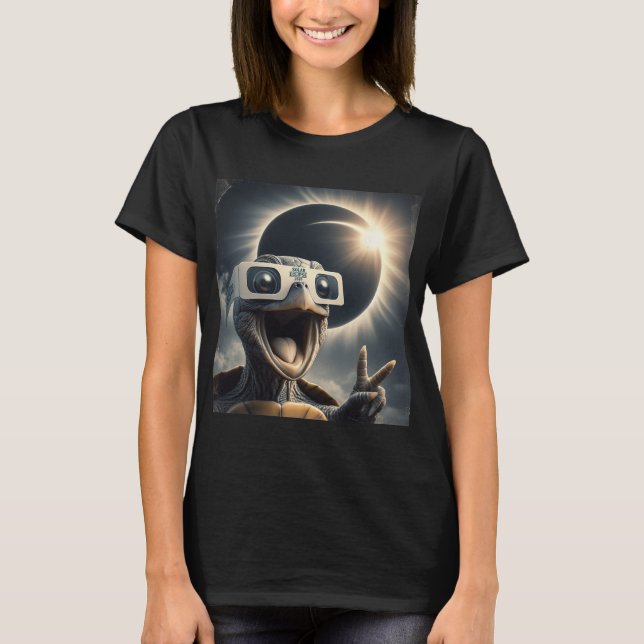 Camiseta Selfie Turtle Kids Mens Eclipse Solar (Frente)