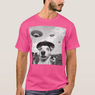 Camiseta Selfie Ufo Dog Funny Alienígena Ufo Cães Lover Spa