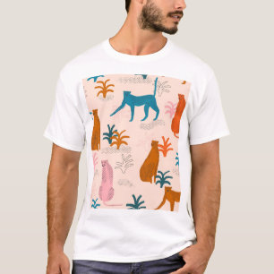 Camiseta Selgle Cheetah: Padrão Tropical Funky.