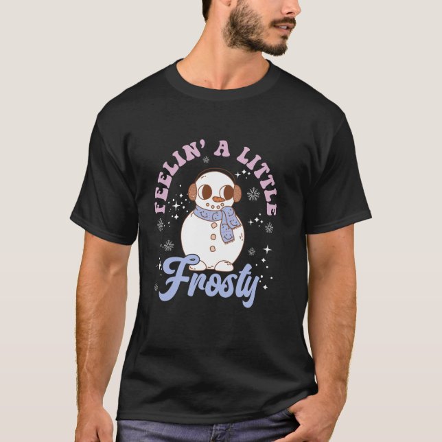 Camiseta Selin Little Frosty Snowman Groovy Retro Christma (Frente)