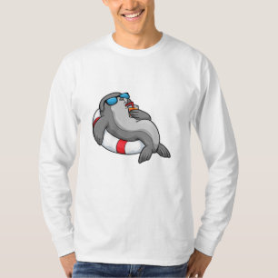 Camiseta Selo com anel de Natação e bebida