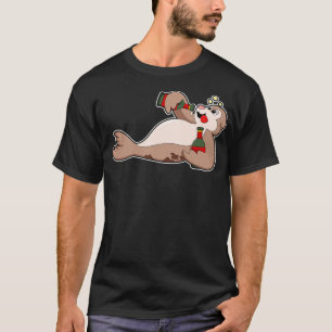 Camiseta Selo com Frasco de Cerveja