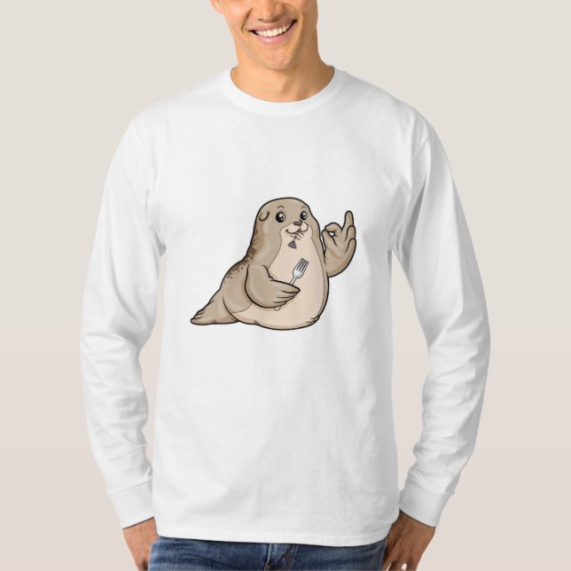Camiseta Selo com peixes e garfo (Frente)