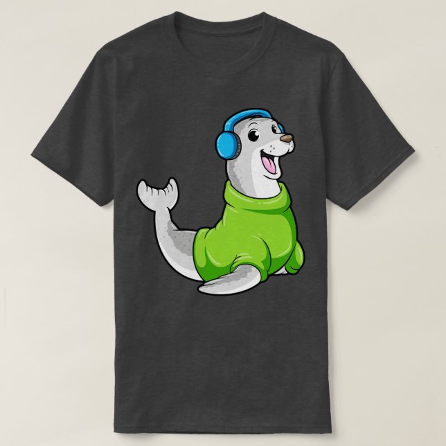 Camiseta Selo com Sweater e fone de ouvido 1 (Frente do Design)