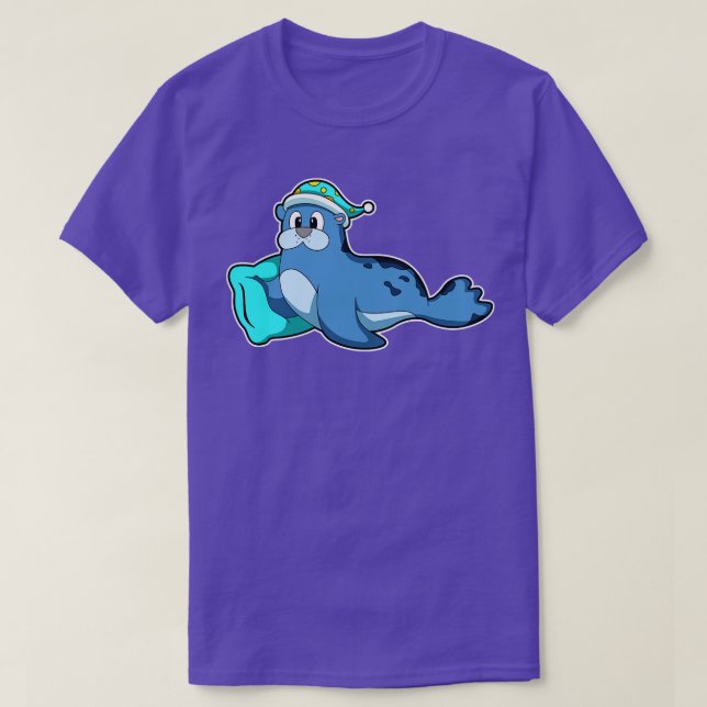 Camiseta Selo com Travesseiro e boné para dormir (Frente do Design)