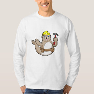 Camiseta Selo como carpinteiro com martelo e chapéu
