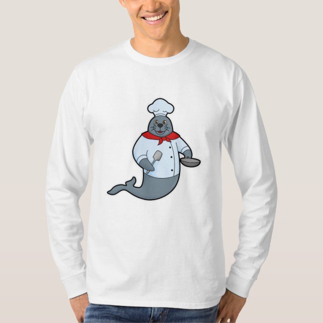 Camiseta Selo como cozinheiro com Pan & Spatula (Frente)