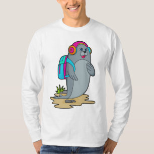Camiseta Selo como Hiker com mochila