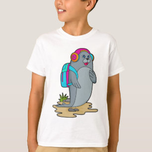 Camiseta Selo como Hiker com mochila
