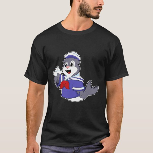 Camiseta Selo como marinheiro com barco (Frente)