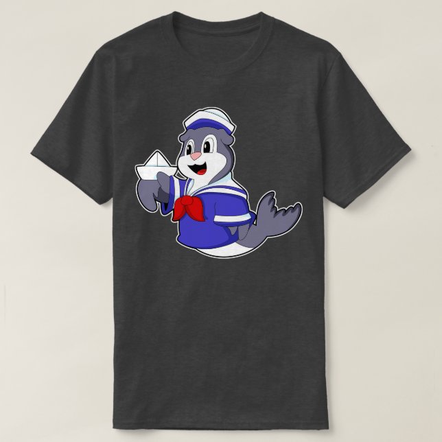 Camiseta Selo como marinheiro com barco (Frente do Design)