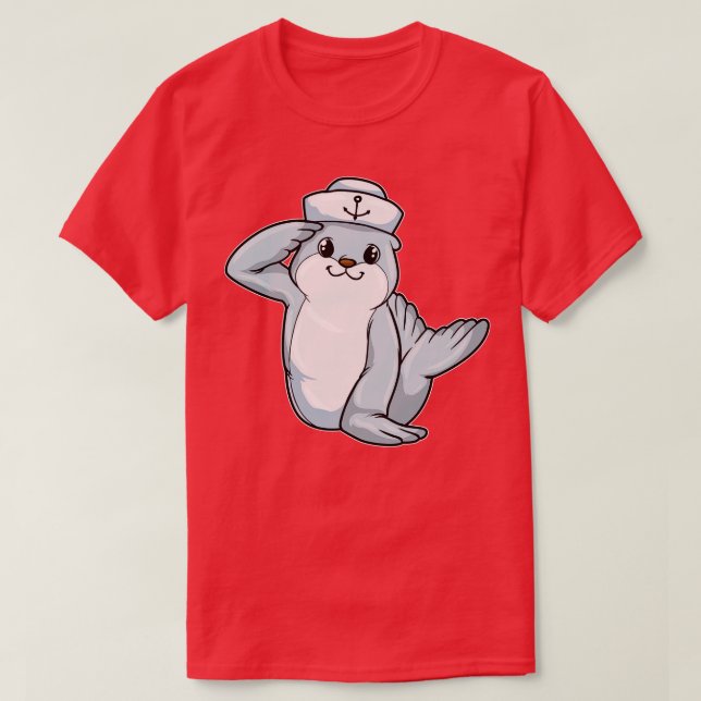 Camiseta Selo como marinheiro com chapéu 1 (Frente do Design)