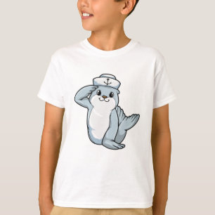 Camiseta Selo como marinheiro com chapéu marinheiro