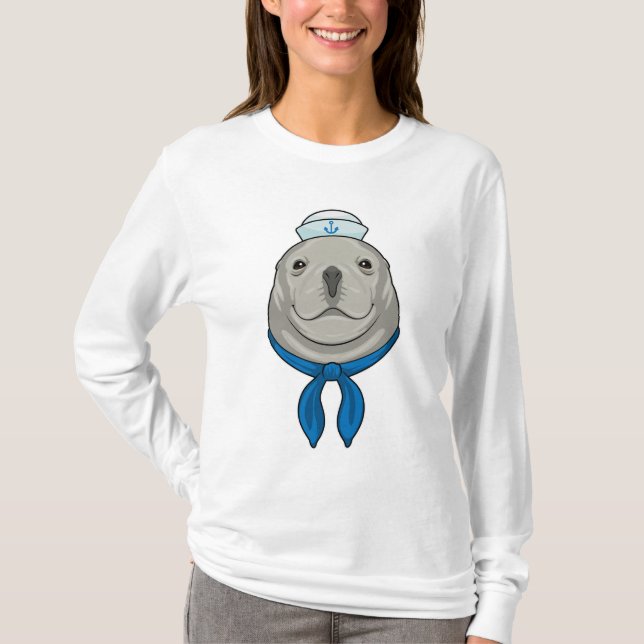 Camiseta Selo como marinheiro com chapéu marinheiro (Frente)