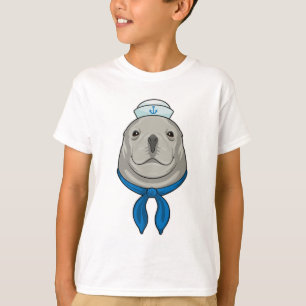 Camiseta Selo como marinheiro com chapéu marinheiro