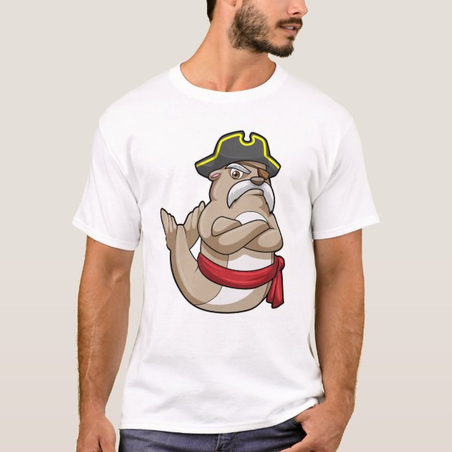 Camiseta Selo como pirata com chapéu pirata (Frente)