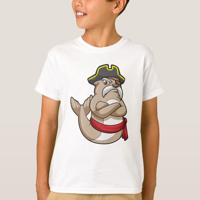Camiseta Selo como pirata com chapéu pirata (Frente)