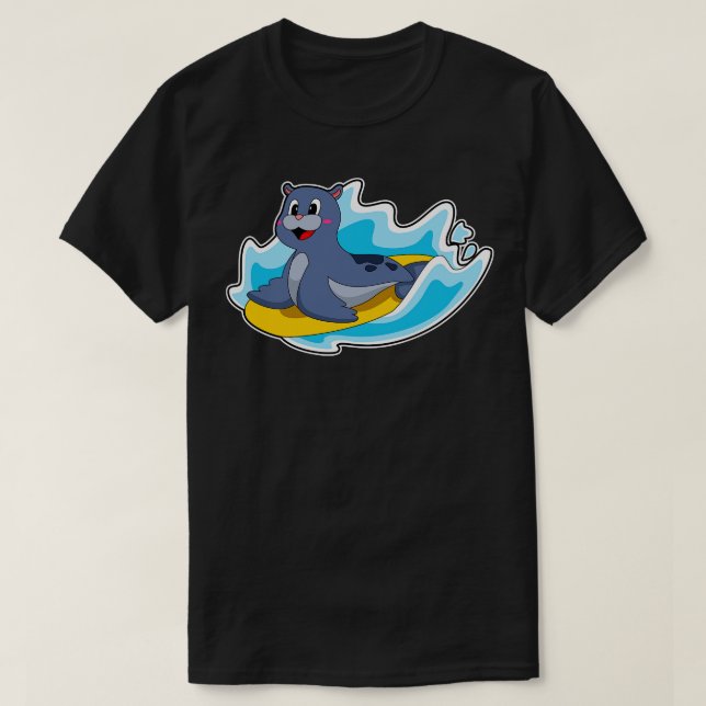 Camiseta Selo como Surfer com Surfboard (Frente do Design)