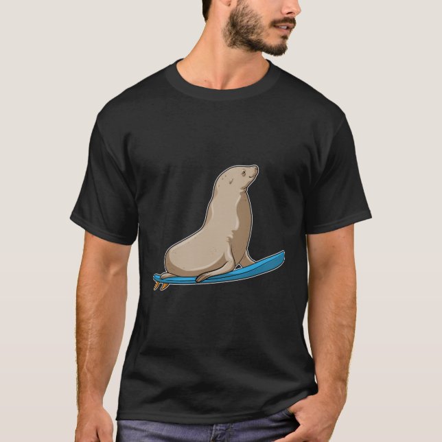 Camiseta Selo como Surfer com Surfboard (Frente)