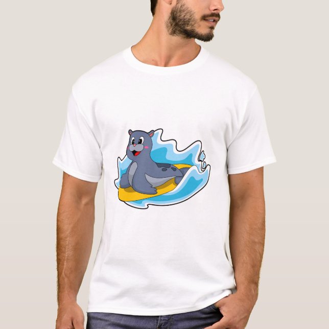 Camiseta Selo como Surfer com Surfboard (Frente)
