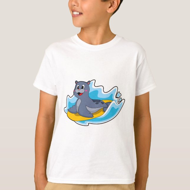 Camiseta Selo como Surfer com Surfboard (Frente)