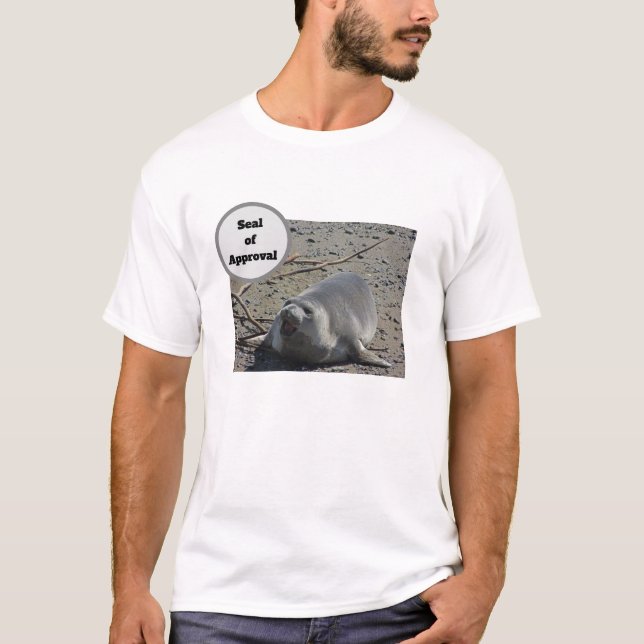 Camiseta Selo De Aprovação Elefante Selo Humoroso Foto (Frente)