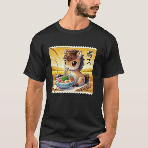 Camiseta Selo de Arte Japonesa Pop Cute Cavalo Potro Carnei