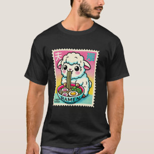 Camiseta Selo de Arte Pop Japonesa Cordeiro Ovelha Carneiro