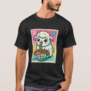 Camiseta Selo de Arte Pop Japonesa Cordeiro Ovelha Carneiro