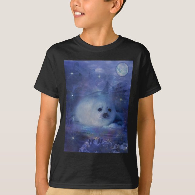 Camiseta Selo de bebê no gelo - Seascape bonito (Frente)