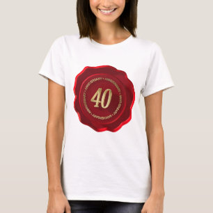Camiseta selo de cera vermelha do 40º aniversário