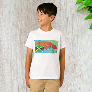 Camiseta Selo de Correio Estilo Mapa da Jamaica
