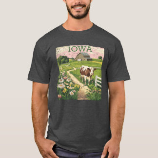 Camiseta Selo de Iowa Estado Angustiado Vintage Estados Uni